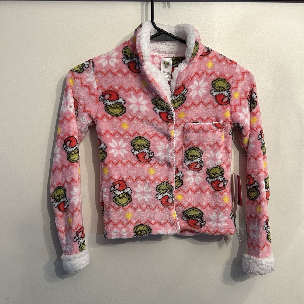 Kids XS - 4 The Grinch Pajama Top Flame resistant New with Tags SOFT‎ Christmas